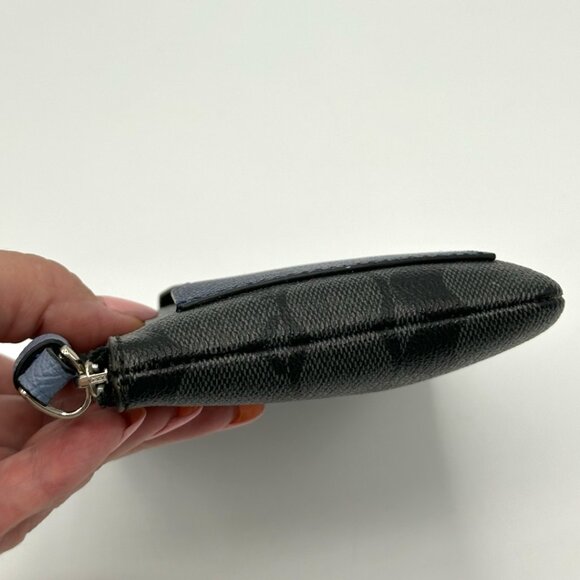 EUC Coach Corner Zip Wristlet with Metallic Navy Colorblock (Black Smoke/Silver) - Picture 5 of 16